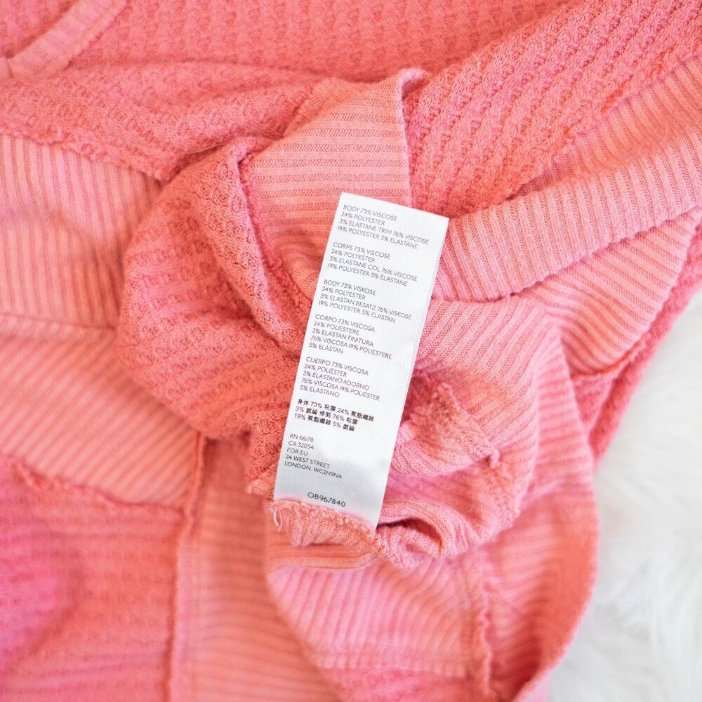 Free People Santa Clara Top Sz M Pink Knit Long Sleeve Oversized Sweatshirt - Picture 9 of 12